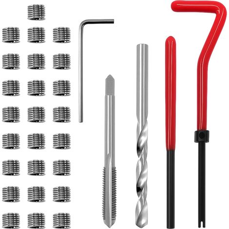 30-teiliges M6-Gewindereparaturset  Metrisches Gewindeeindrehwerkzeug + Schraubenschlüssel + HSS-Schraubendreher + M6-Gewindeschneider