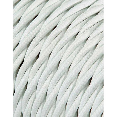 Câble Textile Tressé 2x0,75mm C-01 Aluminium Soie Blanc 25m (1/2)