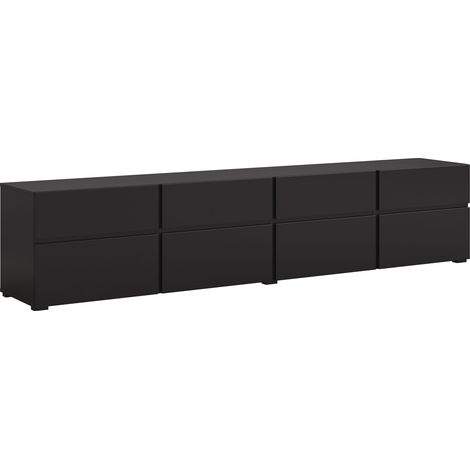 Mueble TV Alfere 101, Negro, Número de puertas: 4, Número de cajones: 4, 225x48x40cm (1/5)