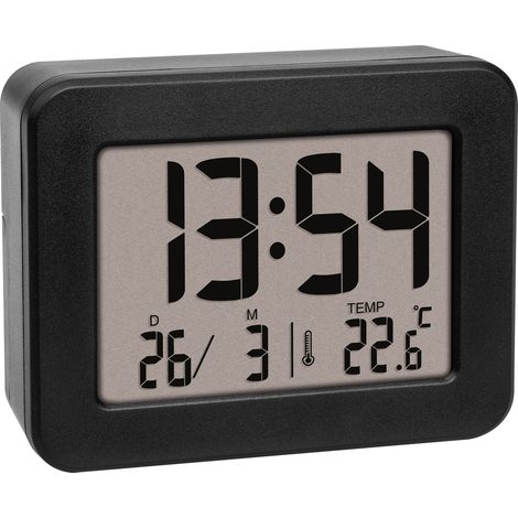 TFA Dostmann 60.2044.01 Quarz Wecker Schwarz Alarmzeiten 1