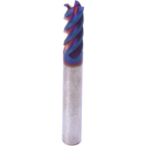 Fraise à surfacer bleue en acier tungstène nano-revêtu, tête plate 4 dents HRC65°, 5x15x6Dx50L (1/5)