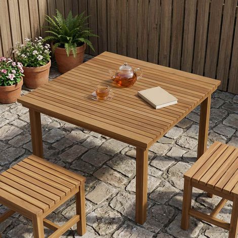 vidaXL Table Top 90 x 90 x 3.5 cm Square Solid Teak Wood Natural (1/5)