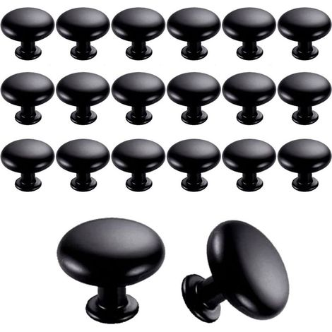 20pcs 30mm Vintage Door Knobs Drawer Pull Handles Kitchen Cabinet Furniture Knobs (Black) (1/5)