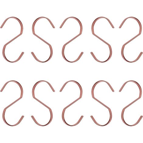 Lot de 10 crochets plats en acier chromé plaqué or rose de 10 cm (4 pouces) - Crochets robustes en forme de S pour la cuisine (1/5)