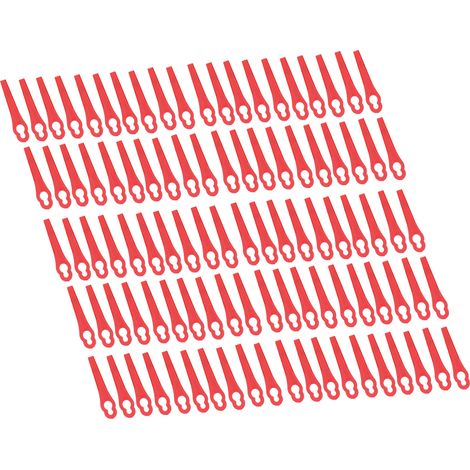 100 Kunststoff-Schneidklingen für Rasenmäher, Ersatzteile für Gartenarbeit und Baumschnitt (rot) (1/5)