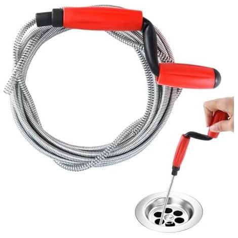 Furet Deboucheur Canalisation, 5 m × 6 mm Manivelle Professionnel Spirale Débouchage Toilette, Convient aux éviers de Cuisine et Aux Tuyaux Salle Bain - (1/5)