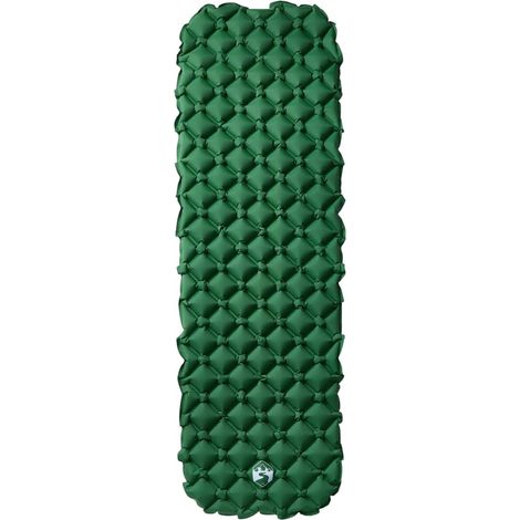 Matelas de camping gonflable 1 personne vert 190x58x6 cm (1/5)