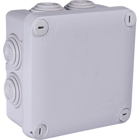 092022 Boîte De Dérivation Carrée Plexo Dimensions 105x105x55mm - 7 Entrées - Gris Ral 7035