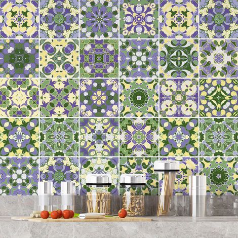 Stickers carrelage - Motif carreaux de ciment - 36 Stickers 20x20 cm - Adhésif MAT (1/3)