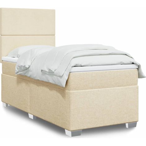 Sommier à lattes de lit avec matelas Crème 80x200 cm Tissu vidaXL (1/5)