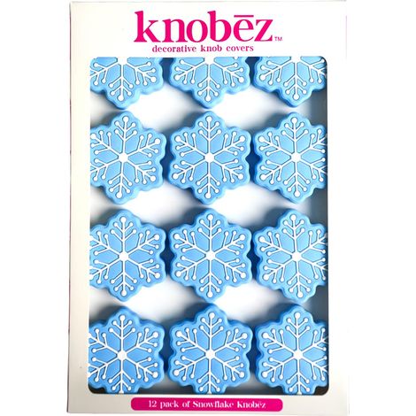 Lot de 12 Housses de Boutons décoratifs – Flocon de Neige – Bleu – Extensible sur quincaillerie pour décoration, Vacances, Hiver, Noël, Cuisine, Salle de Bain, commodes, Maison (1/5)