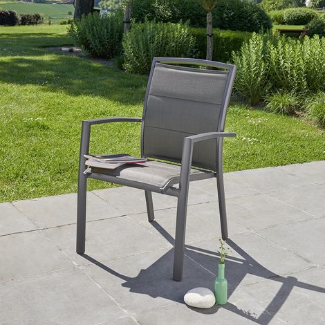 Fauteuil de jardin en aluminium et textilène gris (1/5)