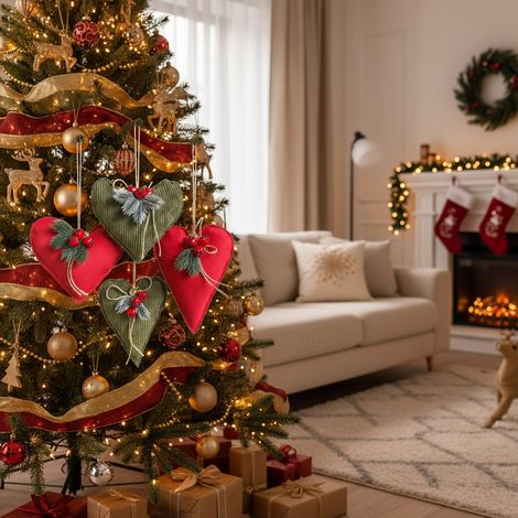 Cuori profumati natalizi in tessuto per profumazione ambienti set da 4 (1/3)