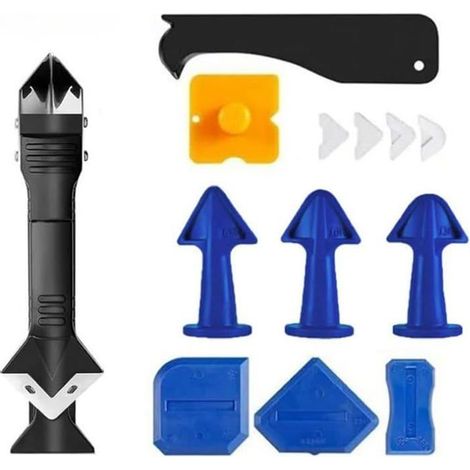 Kit 3 en 1 pour racler et calfeutrer les fenêtres de salle de bain Outil d'étanchéité multifonctionnel, bleu (1/5)