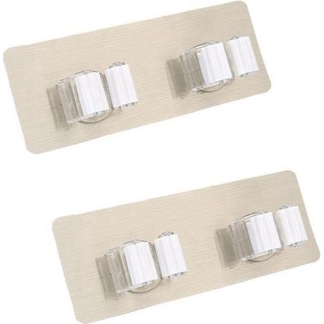 2X Autocollant de Support de Etagere de Organiser de Vadrouille de Carrelage de Mur Porte-Balai Autocollant de Support (1/4)