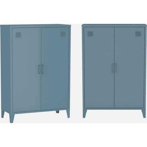Cómoda/armario de metal de 2 puertas, set de 2 (1/5)