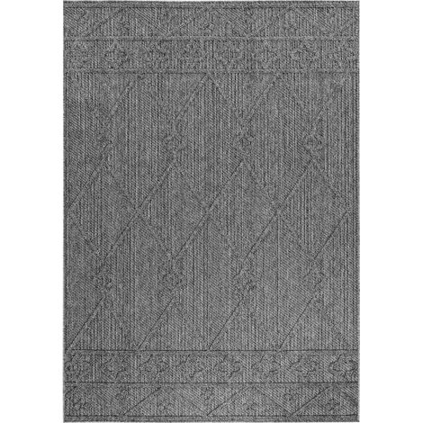 Tapis Salon Aspect Jute Boheme Relief Géométrique sobre et naturelle (Gris Naturel - 140x200cm) (1/5)