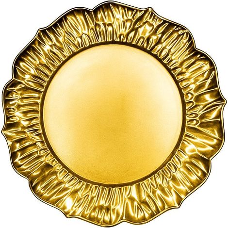 Dessous d'Assiette Rond Motif Pétale Assiette de Présentation en Plastique Doré 33 x 33 x 2 cm - PANGIVO (1/2)