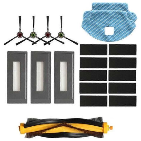 Accessoires pour robot aspirateur Ecovacs Deebot OZMO 930 : brosse principale, brosse latérale, filtre HEPA, serpillière en tissu