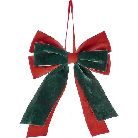 Fiocco "Ertemios" rosso e verde da appendere in poliestere effetto velluto da 23 x 27h cm (1/4)