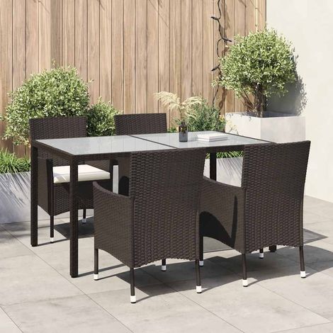 Salon de jardin Meuble de jardin Mobilier de jardin 5 pcs avec coussins Résine tressée Marron 26031 (1/5)