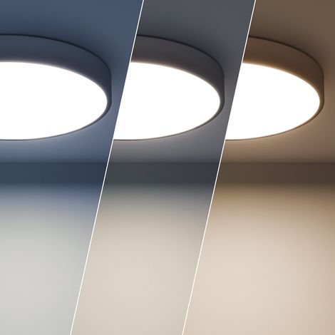 LED-Deckenleuchte 30W Rund Metall Ø400mm CCT Wählbar Hidria Weiß