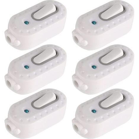 Double Pole Switch, 6 Pcs 6A Compact Plastic On/Off Rocker Switch LED Rocker Switch Inline Cord Light Switch with Indicator Light for Small Appliances (1/5)