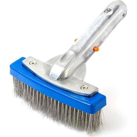 Cepillo profesional para piscinas con cabezal de acero inoxidable y cerdas metálicas resistentes: para paredes, azulejos, suelos y esquinas. (1/5)