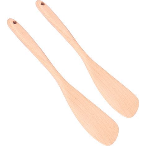 Holzspatel aus Buchenholz mit langem Griff und Aufhängeloch, Küchenutensilien zum Kochen (1/5)
