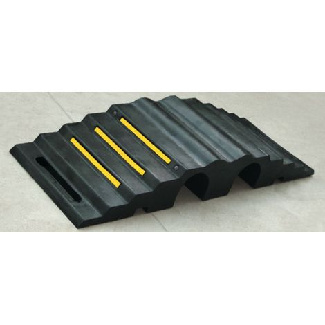 tecuro Schlauchbrücke, L850 x B300 x H140 mm, für 2 Schläuche bis 3 1/2 Zoll, Vollgummi - schwarz (1/4)