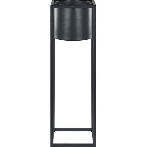 Modern Plant Stand Indoor Outdoor Flower Pot 15 x 15 x 50 cm Metal Black Idra