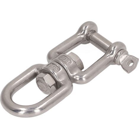 Manille à double mâchoire professionnelle robuste en acier inoxydable 304, dispositif de roulage pour corde d'escalade et balançoire, 8 mm/0,31 po (1/5)