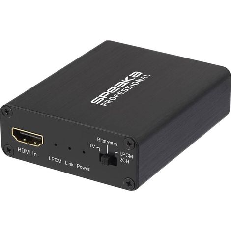SpeaKa Professional audio Extracteur SP-AE-H/TC-04v2 [HDMI - HDMI, Toslink, Jack, Cinch-RCA] 3840 x 2160 Pixel (1/4)