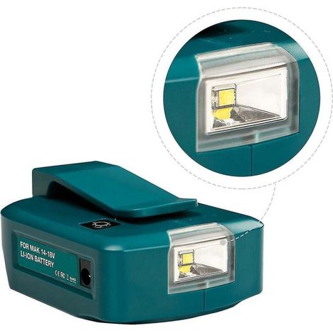 Adaptateur Chargeur USB Batterie Lithium-Ion - 12 V 2 A - 2 Ports USB 1,5 A - Lampe LED 200 Lm - Pour Batteries 14,4 V À 18 V - 1 Pièce (1/5)