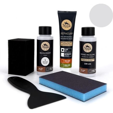 Kit de Renovación de Cuero (5-GRIS CLARO) - SOFOLK - Para Volante, Asiento de Auto, Silla, Tapicería, Zapato (1/4)