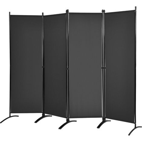 COSTWAY Folding Room Divider, 4 Panel Wall Privacy Screen Protector, Home Living Room Bedroom Bathroom Paravent Partition Separator (220 x 173cm, Black) (1/4)