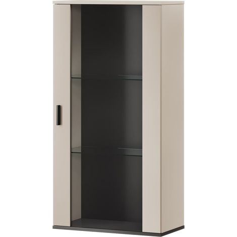 Armario de pared Tornola 103, Cachemira + Negro, 116x60cm, Número de puertas: 129cm, Aglomerado laminado, Vidrio