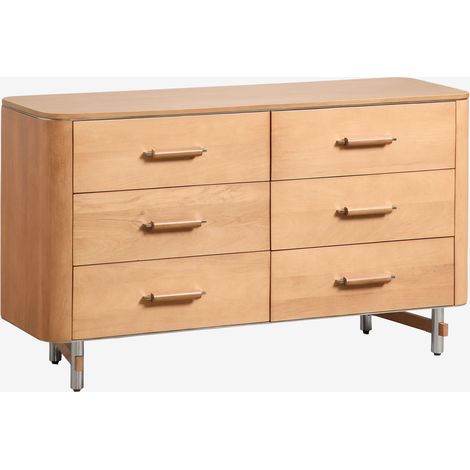 Cassettiera a 6 cassetti 140x45 cm in legno di mango e acciaio Osaka SKLUM