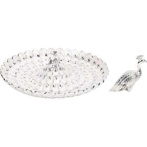 Soavoa Plat à Fruits en Forme de Paon, Bol de Rangement pour Bonbons et Biscuits, Décoration de Table Élégante en Alliage de Zinc (1/4)
