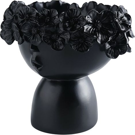 Vase - Couronne De Fleurs - Visage De Fillette En Résine - Pour Plantes D'intérieur - 15 x 14 x 7,5 cm - 1 Pièce (1/5)
