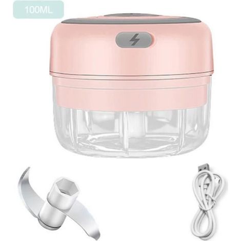 Gar1995Masher-Mini hachoir électrique pour légumes,viande,salade,oignon,coupe-herbe,robot de cuisine- pink-100ML