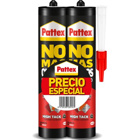 Pattex 2105256 Chiodi per Tutti Gli HighTack, Montaggio Resistente alle Temperature Estreme, Colla Forte su superfici umide, Adesivo Bianco, 2 cartucce x 446 g (1/4)