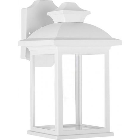 alcandia lampada da parete per esterni 1xe27 bianco ip44policarbonato 31x17x22,3 cm