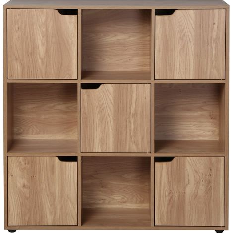CASÂME - Meuble 9 cases avec 5 portes décor bois L89cm - MODU