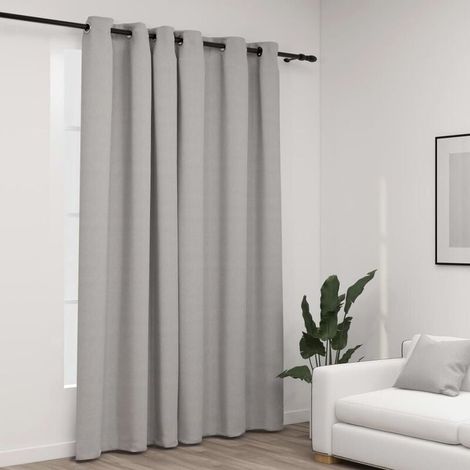 Verdunkelungsvorhang, Leinenoptik, mit Ösen, grau, 290 x 245 cm (1/4)
