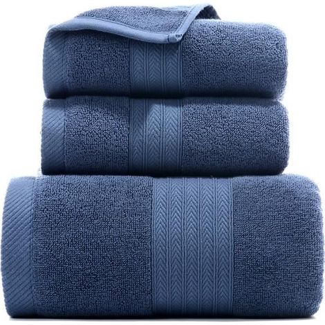 Badetuch-Set – Weicher Komfort – 3 Badetücher, 100 % atmungsaktive Baumwolle, maschinenwaschbar (1/4)
