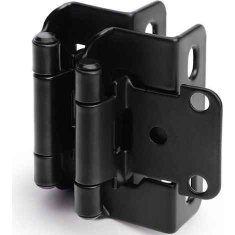 [NIEMALS VERWENDET] Set mit 2 schwarzen 1/2"-Auflagescharnieren für Schranktüren (1 Paar) – Halbverdeckte Selbstschließscharniere