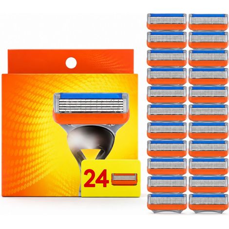 Lames De Rasoir Fusion 5 Lot De 24 Pièces Lames De Rechange 5 Couches Compatibles Avec Rasoir Humide Homme Pour Bricolage Et Entretien Maison (1/4)