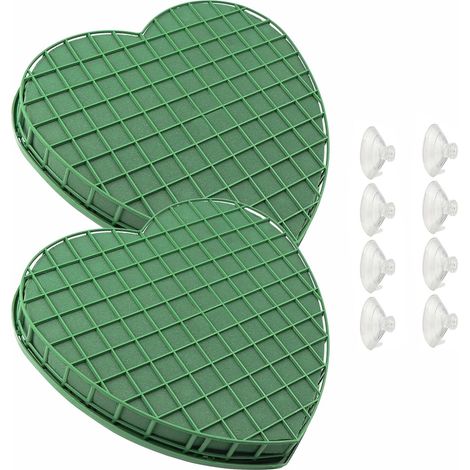 Mousse Florale Coeur - 2 Pièces - Mousse Phénolique - Avec Grille Et Ventouses - Pour Mariage Et Décoration - 20x21x4,6 Cm (1/5)