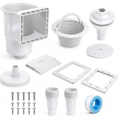 Lot de 10 skimmer de piscine avec buse d'admission, grand panier, raccord de tuyau 32/38 mm pour piscines à paroi en acier, piscine hors sol, nettoyage de piscine et entretien de l'eau (1/5)